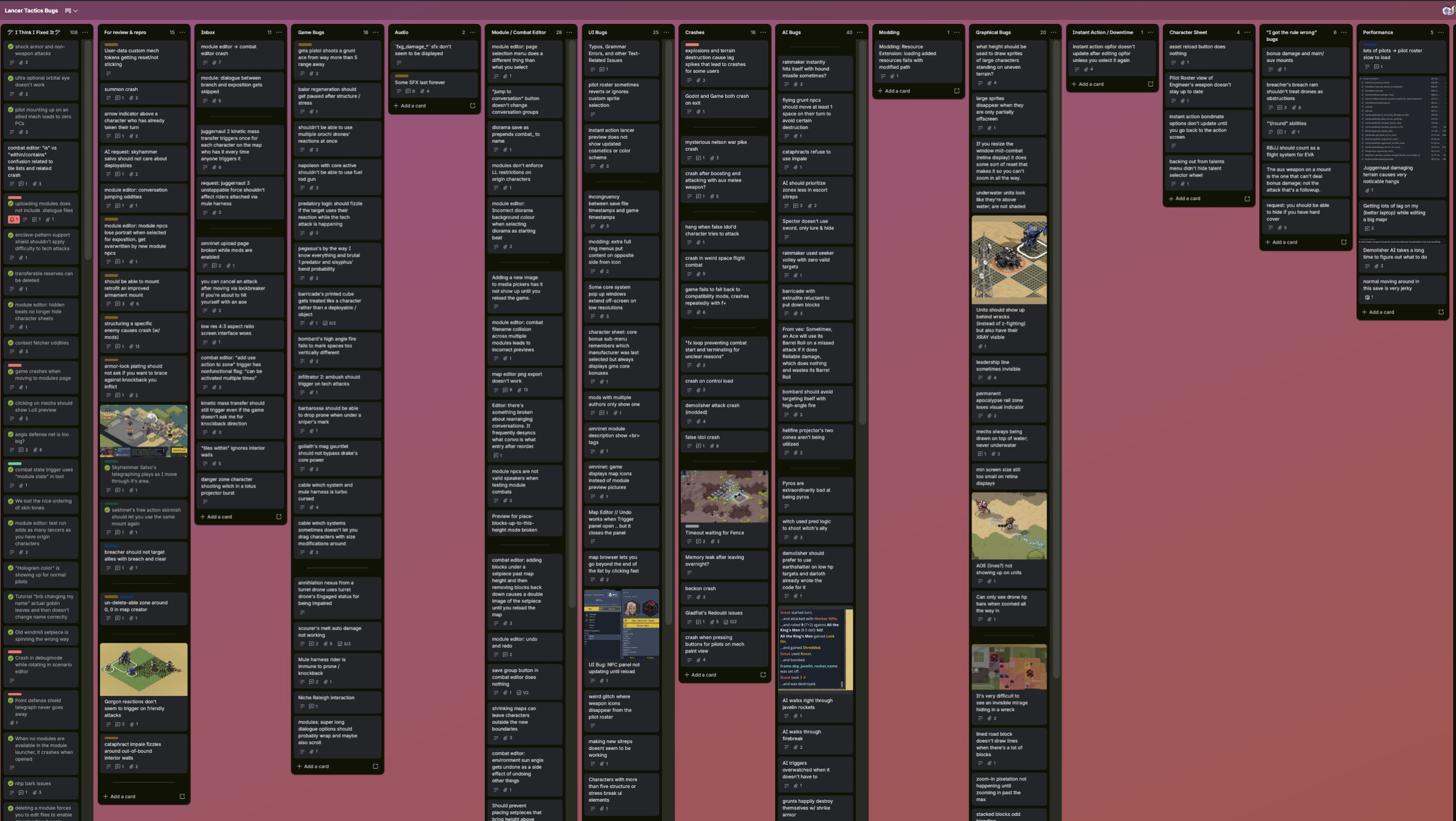 Zoomed-out screenshot of a sprawling Trello board.